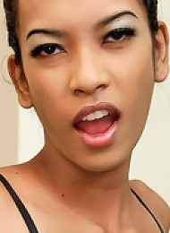 Lovely ladyboy Aym wanks her stiff cock
